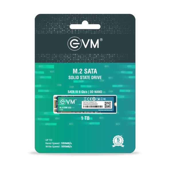 EVM 1TB M.2 (2280) SATA Internal SSD - 550MB/s Read & 500MB/s Write - 5-Year Warranty (EVMM2/1TB)