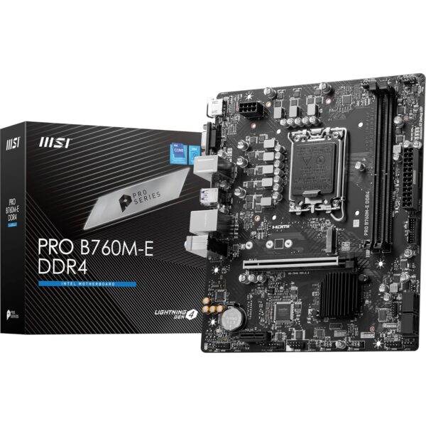 MSI PRO B760M-E DDR4 Motherboard, Micro-ATX - Supports Intel 14th, 13th & 12th Gen Core Processors