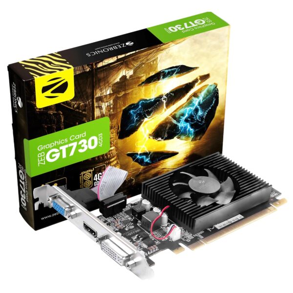 ZEBRONICS- GT730 4GD3, Powered by NVIDIA, 4GB GDDR3 Graphics Memory | 64 bit