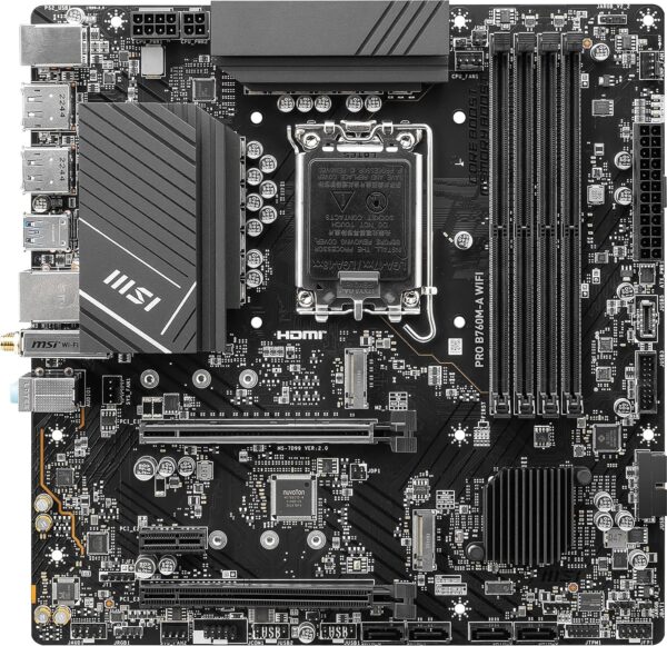 MSI PRO B760M-A WiFi ProSeries Motherboard (Supports 14th/13th/12th Gen Intel Processors, LGA 1700, DDR5, PCIe 4.0, M.2, 2.5Gbps LAN, USB 3.2 Gen2, mATX)