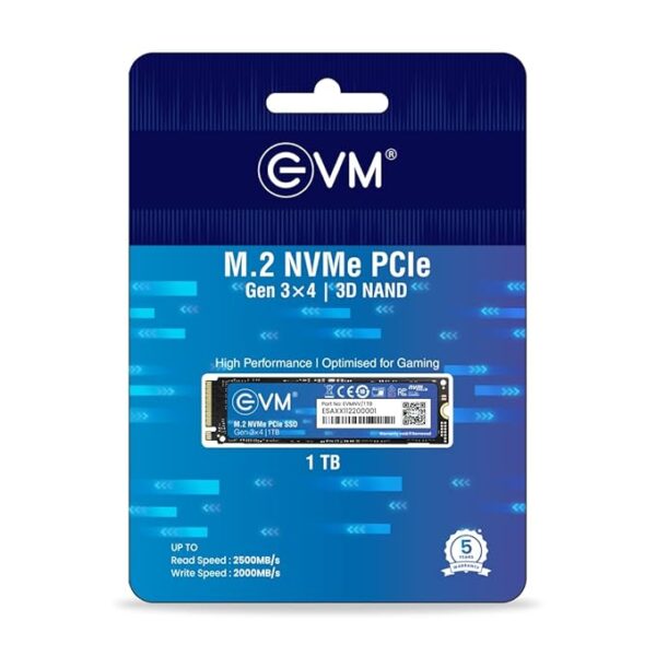 EVM 1TB Gen 3 NVMe (2280) Internal SSD - 3000MB/s Read - PCIe Gen 3x4-5-Year Warranty (EVMNV/1TB)